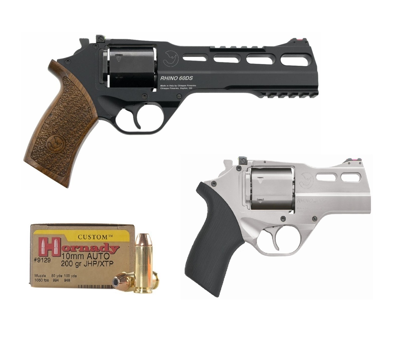 10 mm Auto kaliberben is: Chiappa Rhino 60Ds és 30 DS